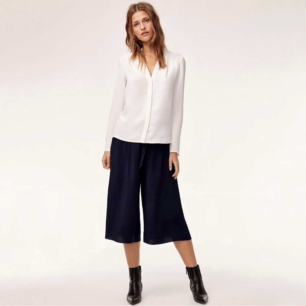 Aritzia Babaton Luiz Wide Leg Culottes High Waist Cropped Pant Pure Indigo Small